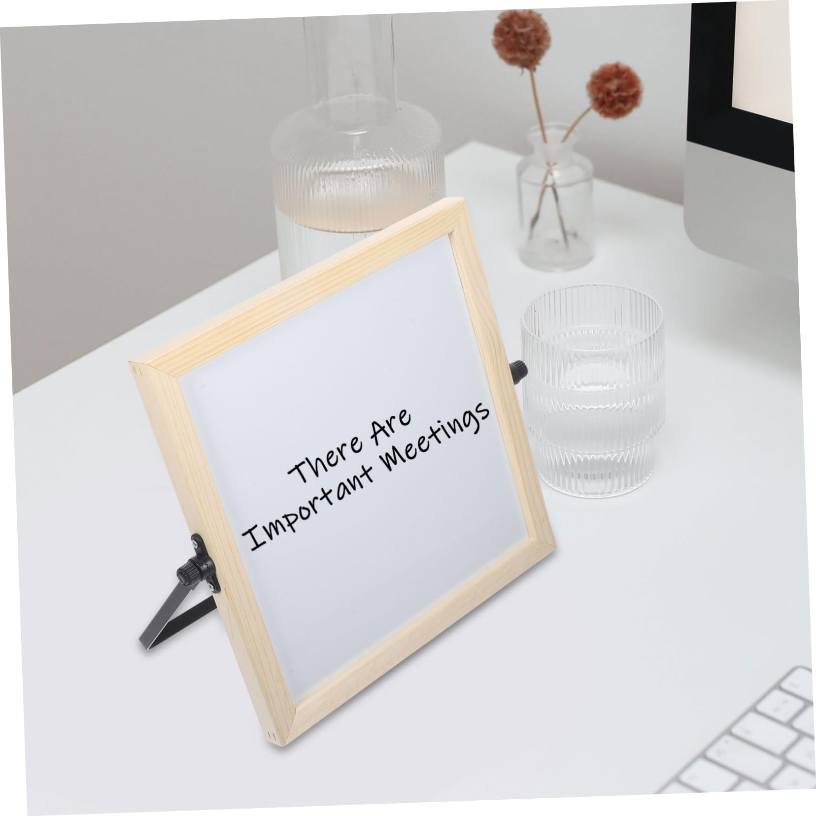 HOMSFOU Doppelseitiges Whiteboard mit Holzrahmen Tragbare Abwischbare Schreibtafel für Büro und Zuhause als und Zeichenbrett