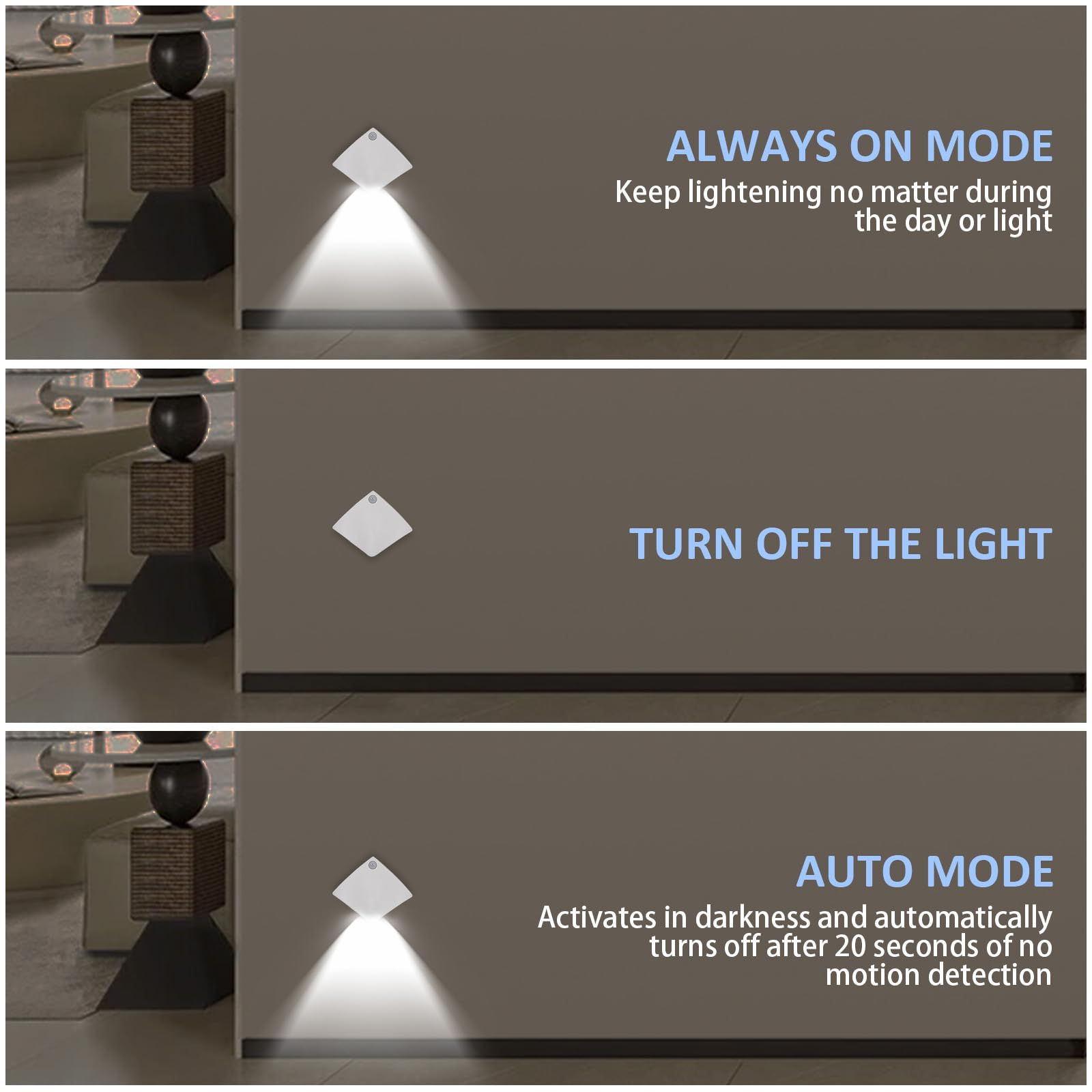 YAPJOY Motion Sensor 6500K White Light Indoor, Rechargeable Night Light, Automatic LED Lights for Bedroom Bedside, Toilet - Image 4