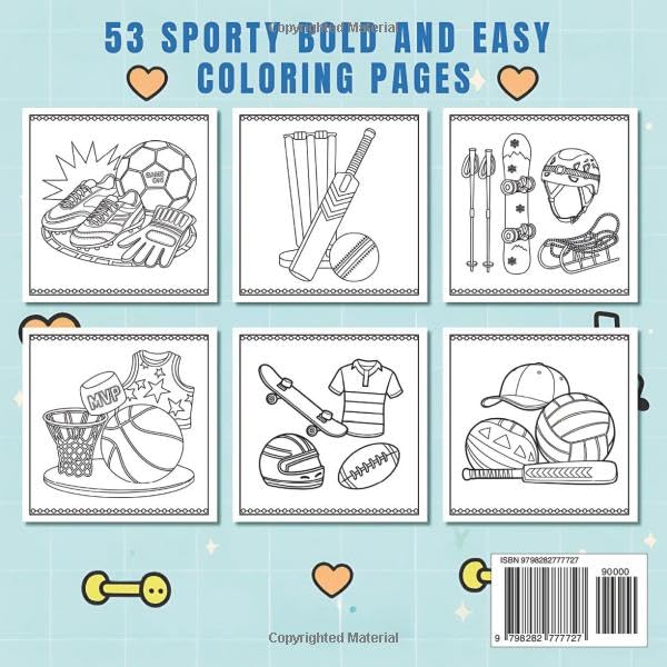 Sporty Lifestyle: Bold and Easy Coloring Book for Adults and Kids, Cool Sports and Games image 3
