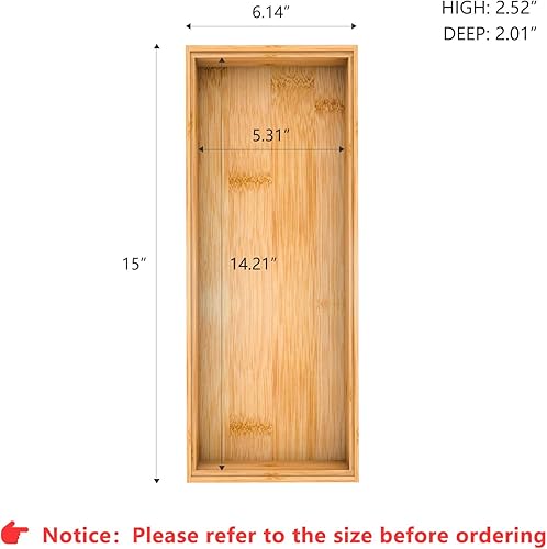 Miniatura 6 de Organizador de utensilios, organizador de cajones de cubiertos, apilable de bambú, bandeja de almacenamiento de madera para dormitorio, oficina,