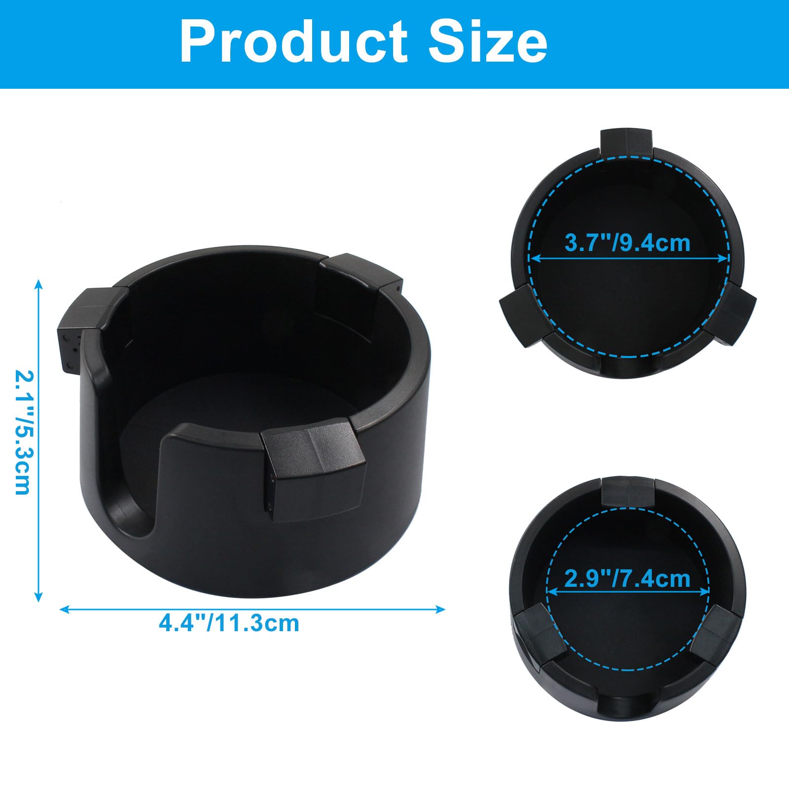 Jiozermi Black Anti-Spill Cup Holder, Adjustable Spill Proof Drink Cup Holder, Non-Tipping Table Coaster for Home Bed Couch Office RV