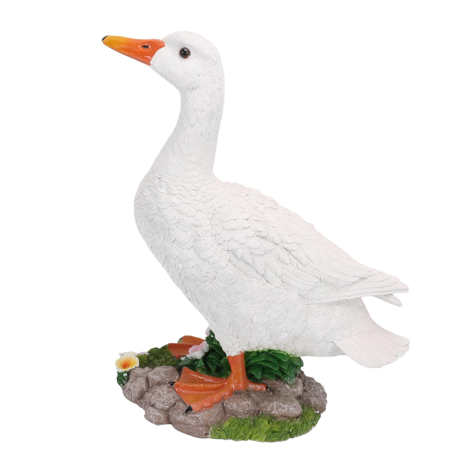 ANGGREK Figurka Kaczki z Żywicy do Udekorowania Ganku 14,37 X 15,16 X 6,89 Cala Ręcznie Malowana Rzeźba Siedzącego Zwierzęcia do Użytku Wewnętrznego i Zewnętrznego Ogrodu Na Patio