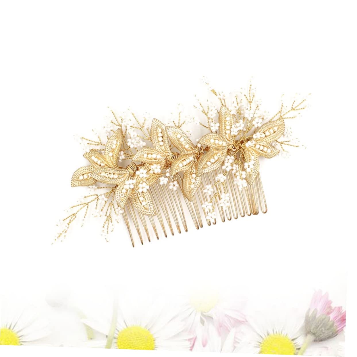 NOLITOY Handmade Sweet Trefoil Flower Hair Comb Mini Pearl Hair Clip Wedding Accessories