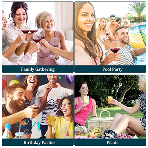 Set Of 4 Hand Blown Large Wine Glass For Red Or White Wine 22 Oz Ice Cracked Blue Wine Glasses Colored Wine Glasses With Stems Teal Blue Stemmed Glassware Red White Wine Goblet For Martini Champagne #TOP6