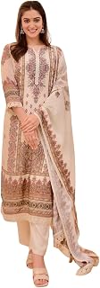 Yarvish Enterprises Zahra Serenity Soft Muslin Suit Set for Women | A-Line Kurti, Chanderi Pant & Printed Dupatta with Lac... Price In India
