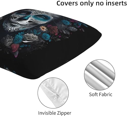 Miniatura 6 de Juego de 2 fundas de almohada decorativas con diseño de calavera muerta del día de los muertos para habitación, dormitorio, sofá, silla, automóvil,