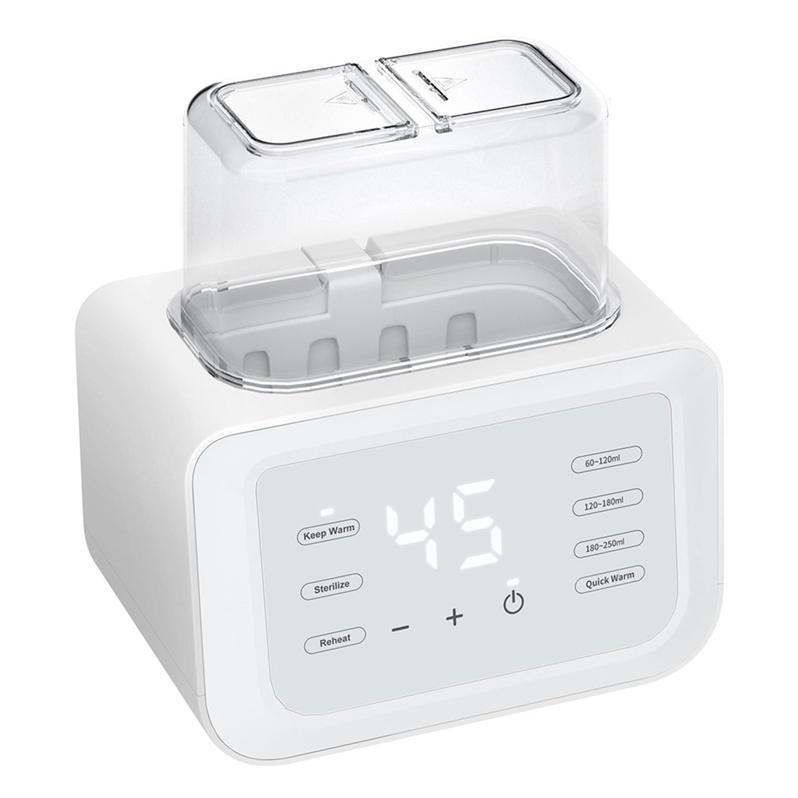Calentador de leche de doble botella con temperatura constante de 24 horas, ajuste automático, diseño de ventana grande, bajo ruido, protección contra quemaduras en seco