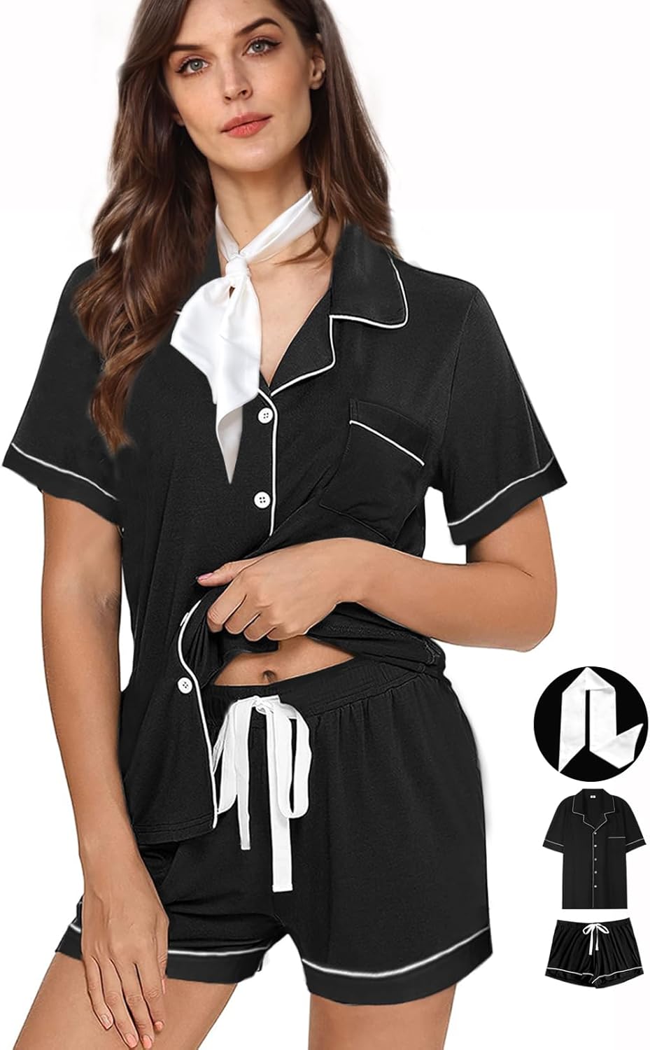 3Pcs Womens Pajamas Set XS-XXL Soft Sleepwear Knitted Pajama sets for women Button Down Pj Lounge Set Nightwear - Image 6