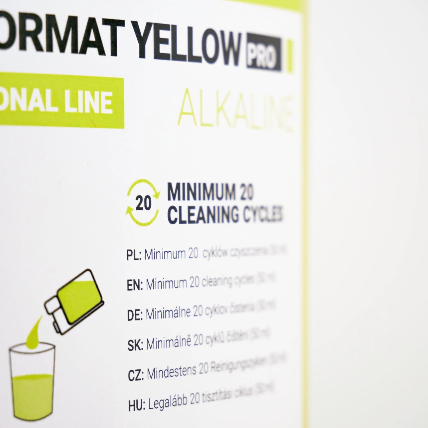 MILK FORMAT YELLOW PRO: Líquido Alcalino para la Limpieza del Sistema de Leche, 2 x 1 L de Concentrado para el Espumador de Leche, Botella con Medidor, Elimina los Residuos Proteicos
