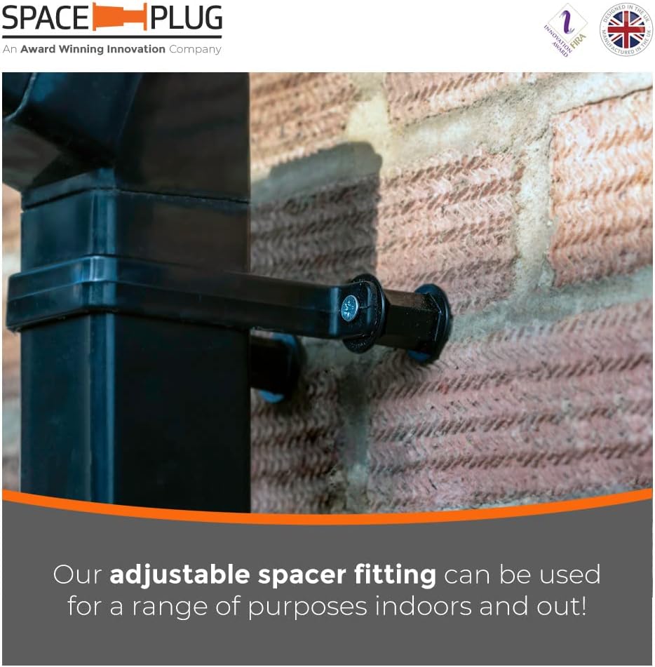 Space-Plug Adjustable Spacer Fixings 8 Pack of Black Spacers, (4 Regular size for 30-50mm gaps, 4 XL size for 45-80mm gaps) - Image 3