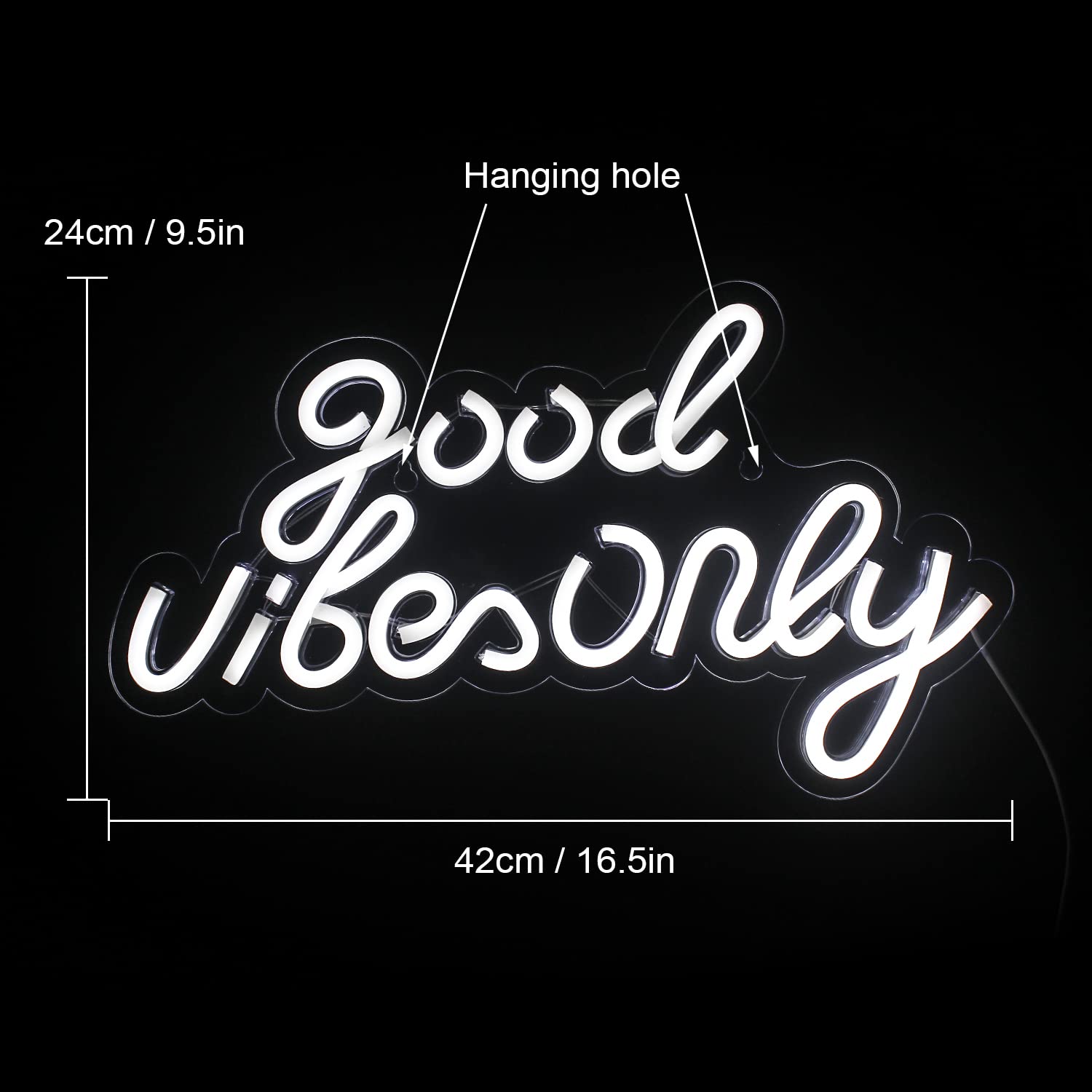 RuCvixkt Good Vibes Only - Insegne al neon per decorazione da parete, bella insegna al neon blu