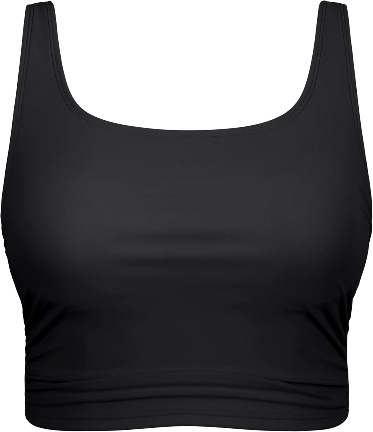 Hilor Women's Modest Underwire Bikini Tops Longline Swim Top Push Up Cropped Tankini Swimsuits