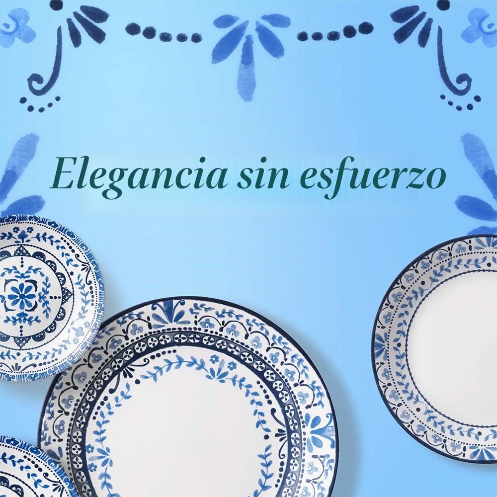 Corelle Portofino - Juego de vajilla de 6 piezas resistente a las astillas, de cristal