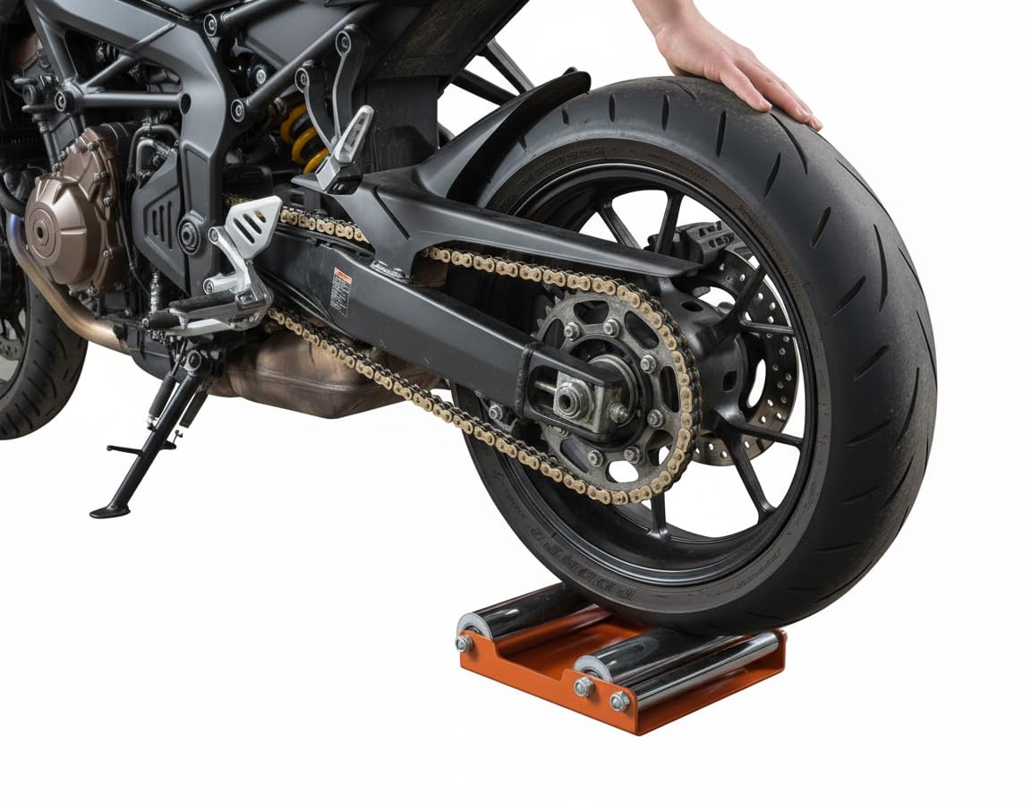RudraRidez Bike Heavy Metal Paddock Stand/Pad Dock Stand Wheel Roller Universal for All Bike Chain Cleaning&Bikes Lubrication for Bajaj Avenger220 DTS-i 1