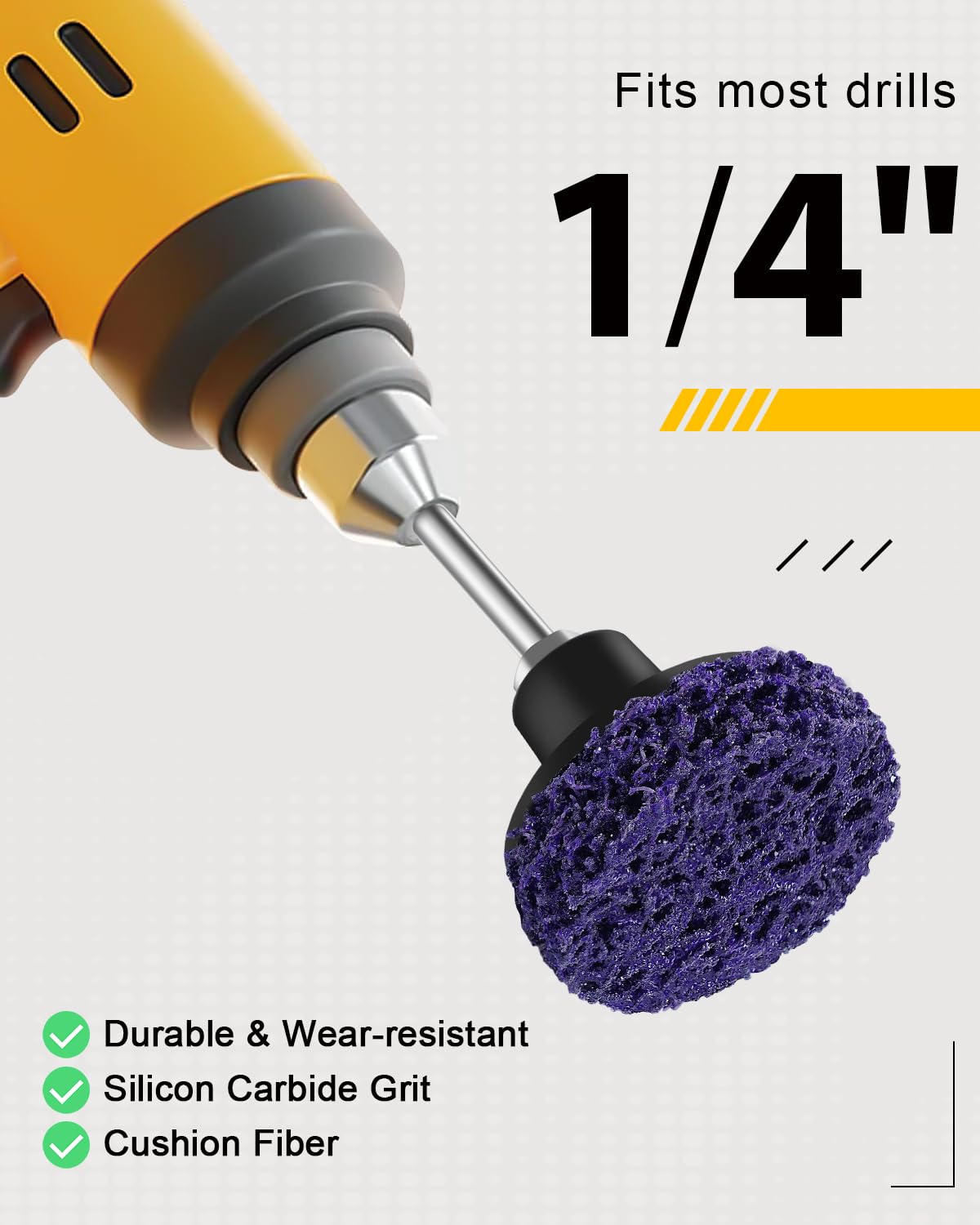 Kit de fijación de lijado de taladro de 75 mm - 3 discos de molienda (negro, morado, azul) + bandeja de cambio rápido + 3 cepillos (inoxidable, latón, nailon) - Herramienta pelacintas para