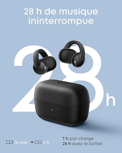 Soundcore C50i par Anker, écouteurs à Oreilles Libres, Clips, Confort Ultime, FlexiClip, transducteurs 12 mm, Basses puissantes, appels IA Nets, 28 h d’autonomie, Hi-Res, IP55, Bluetooth 6.0 (Noir) - 5