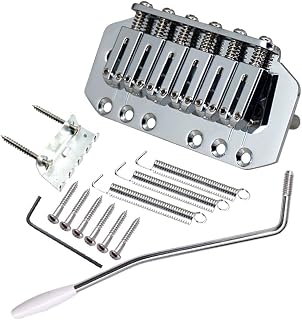 Conjunto de puente de trémolo para guitarra eléctrica con características de bloqueo y piezas esenciales de instalación (oro blanco)