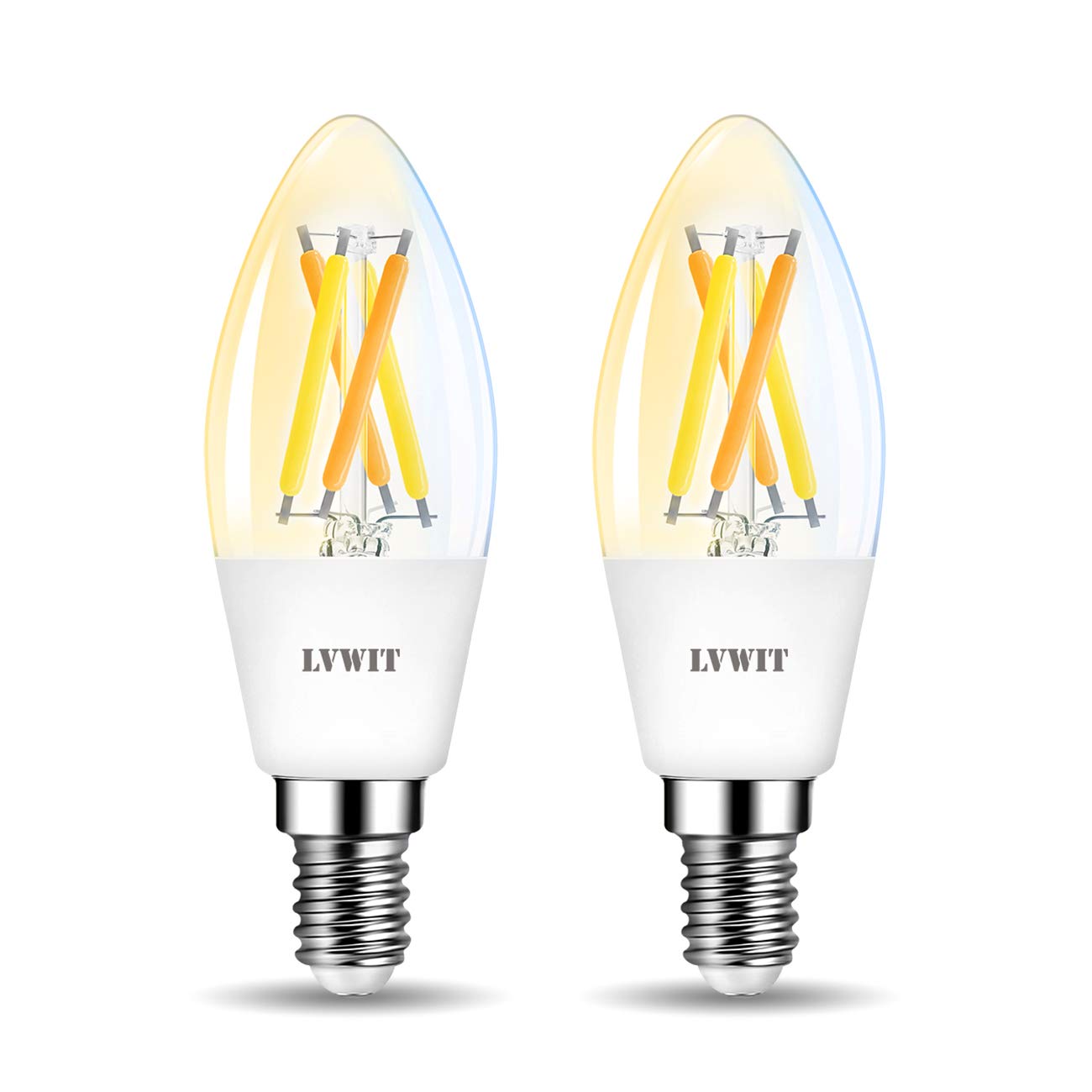 LVWIT LVWIT Lampadina LED Smart Wifi Attacco E14 Forma Candela C35, 4.5W Equivalenti a 40W, 470Lm, Compatibile con Alexa, Echo and Google Assistant, Intelligente Dimmerabile, Controllo a Distanza da App