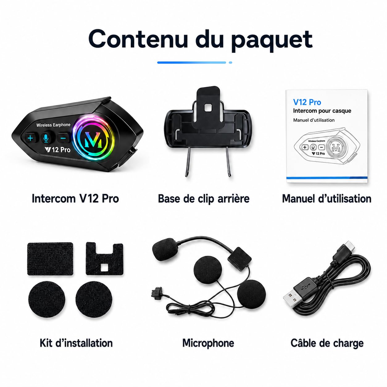 Genérico Intercomunicador Bluetooth 5.4 para Moto, Sistema de Comunicación Inalámbrico para 2 Pilotos hasta 500m, Auriculares Impermeables IP56 para Casco Universal, Set de 2