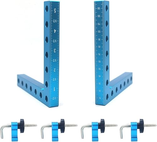 Cuadrados de posicionamiento de 90 grados de 5.5 x 5.5 pulgadas, cuadrados de ángulo recto con 8 abrazaderas, abrazadera de esquina tipo L de disponible en Yaxa Peru