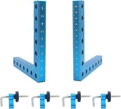 5.5"5.5" 90 Degrees Positioning Squares, Right Angle Squares with 8 Clamps, Aluminium Alloy L-Type Corner Clamp Woodworking Clamping Tool for Picture Frames, Boxes, Cabinets 140mm x 140mm