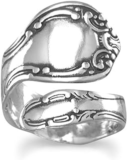 JewelryWeb - 925 Sterling Silver Oxidized Spoon Ring - Adjustable Sterli...