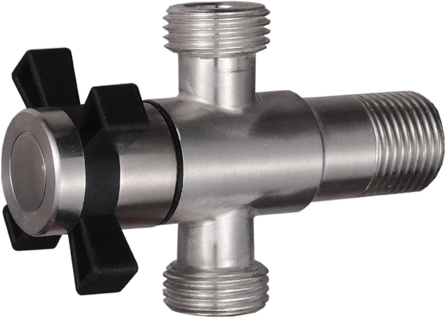 1PC 304 Stainless Steel Angle Valve Water Splitter 3 Way Diverter Valve Household Adapter 1 In 2 Out Kitchen Bathroom 1Pcs(B)