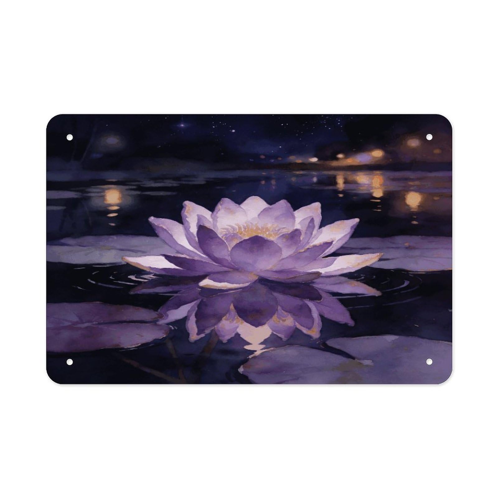 Fodpand Style Night Lotus Gazing At Stars Wall Art Metal Tin Signs Bar Metal Tin Sign Wall Decor For Home Living Room Bedroom Toilet Hotel Halloween Decor Gifts 7.9X 11.8 Inch