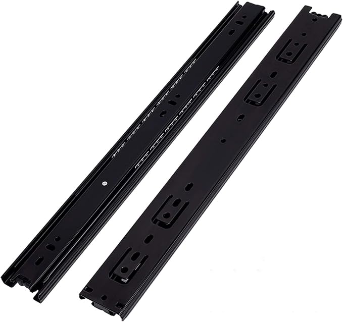 Telescopic Channel Heavy-Duty Drawer Slide Rail Soft Close & Full Extension Drawer Channel for Cabinets, Furniture & Kitchen Drawers (Black, 22 Inch)
