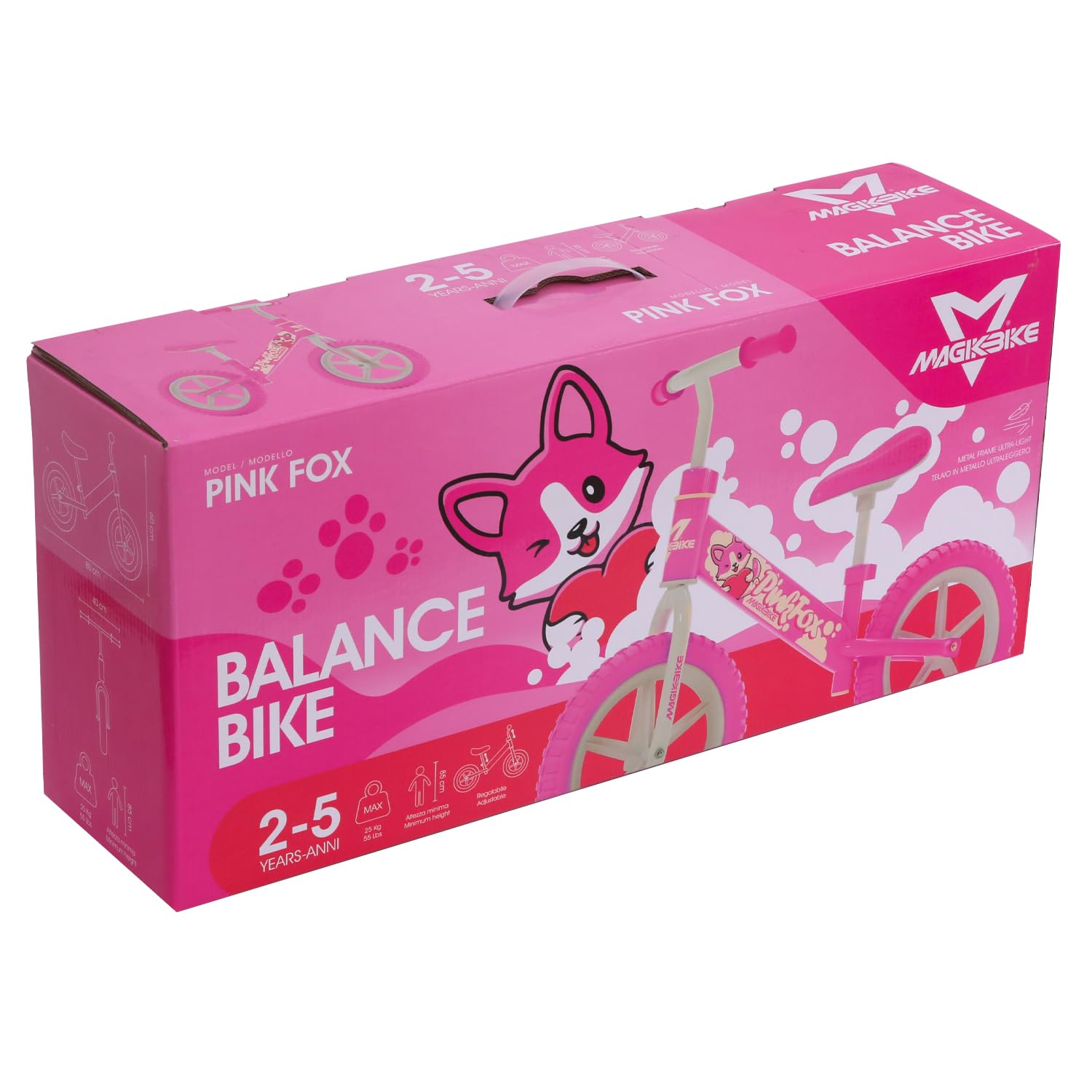 Bicicletta Bambini Senza Pedali 2-5 Anni, Bici Senza Pedali Balance Bike per l'Equilibrio, con Manubrio e Sellino Regolabili, Max 25 Kg, Giochi Bambini 2-5 Anni