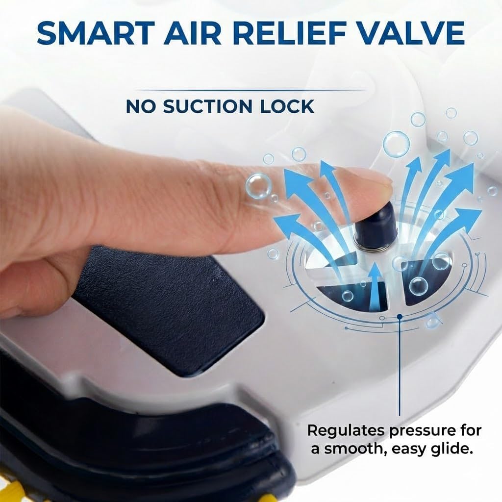 Weighted Pool Vacuum Head, Vinyl-Safe No Wheels Manual Cleaner with Air Relief Valves，Multi-Directional Brushes for Above Ground & Inground Pools, Universal Fit for 1-1/4" & 1-1/2" Hoses