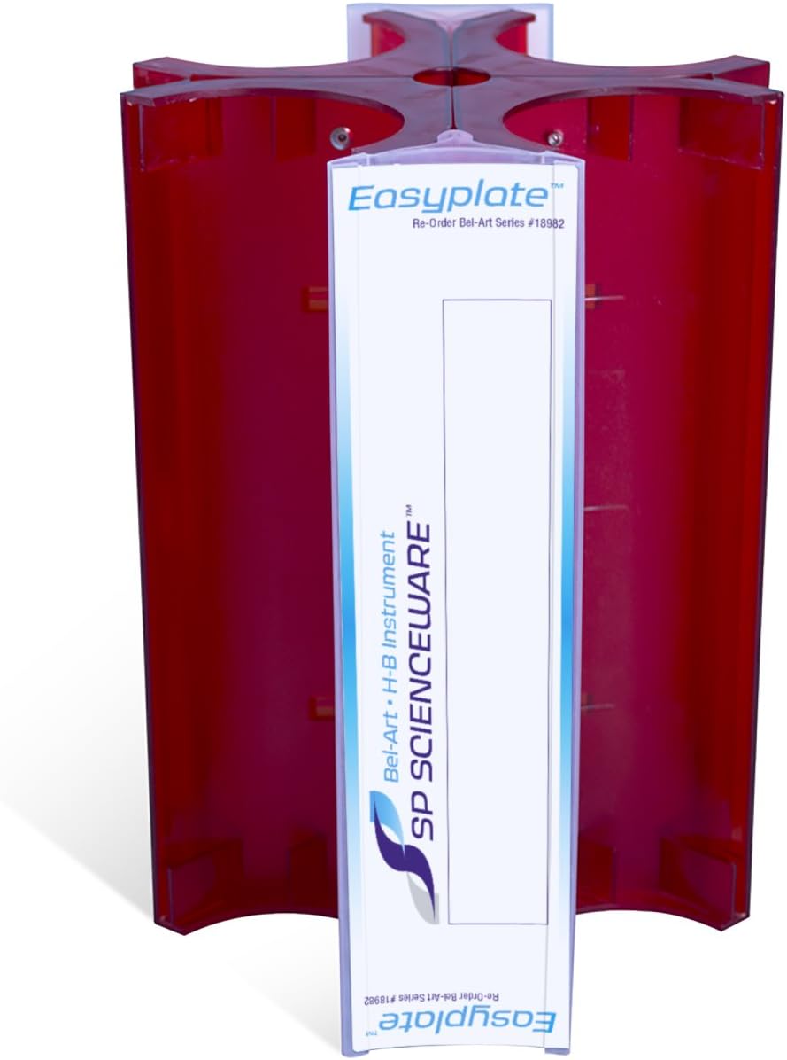 Bel-Art Easyplate 100mm Petri Dish Rack; 48 Places, 9½ in, Red (F18982-0109)