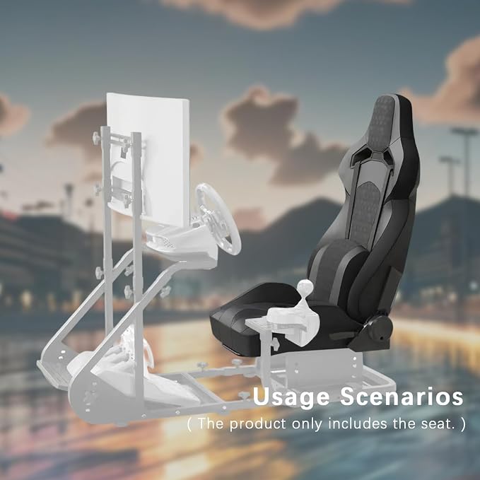Asiento simulador de carreras universal reclinable en cuero PU negro miniatura 6