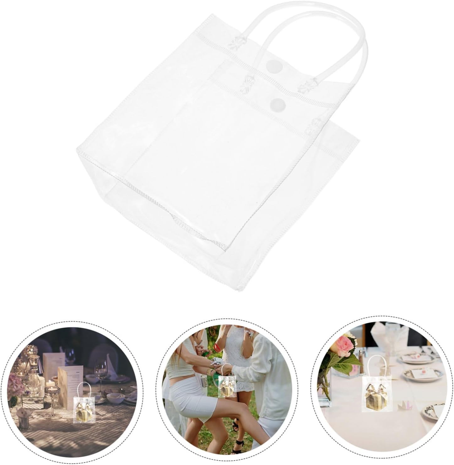 FIXOSHEE 40pcs Clear Pvc Tote Bags with Handles Versatile Merchandise and Gift Packaging for Events Weddings and Business Needs Beauty and Party Favors