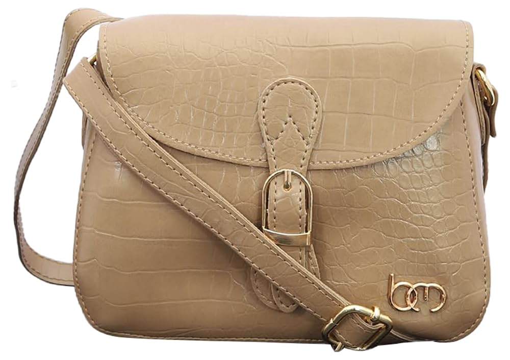 bagsymalone Unisex Bagsy Malone Vegan Leather Handicrafted Crossbody Sling Bag | Single Shoulder Bag Shoulder Belt (Croco Camel)-picture-35