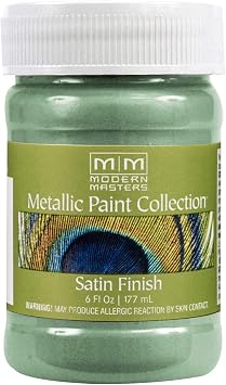 6 oz Modern Masters ME249 Teal Metallic Paint Collection, Satin Water-Based Decorative Metallic Paint