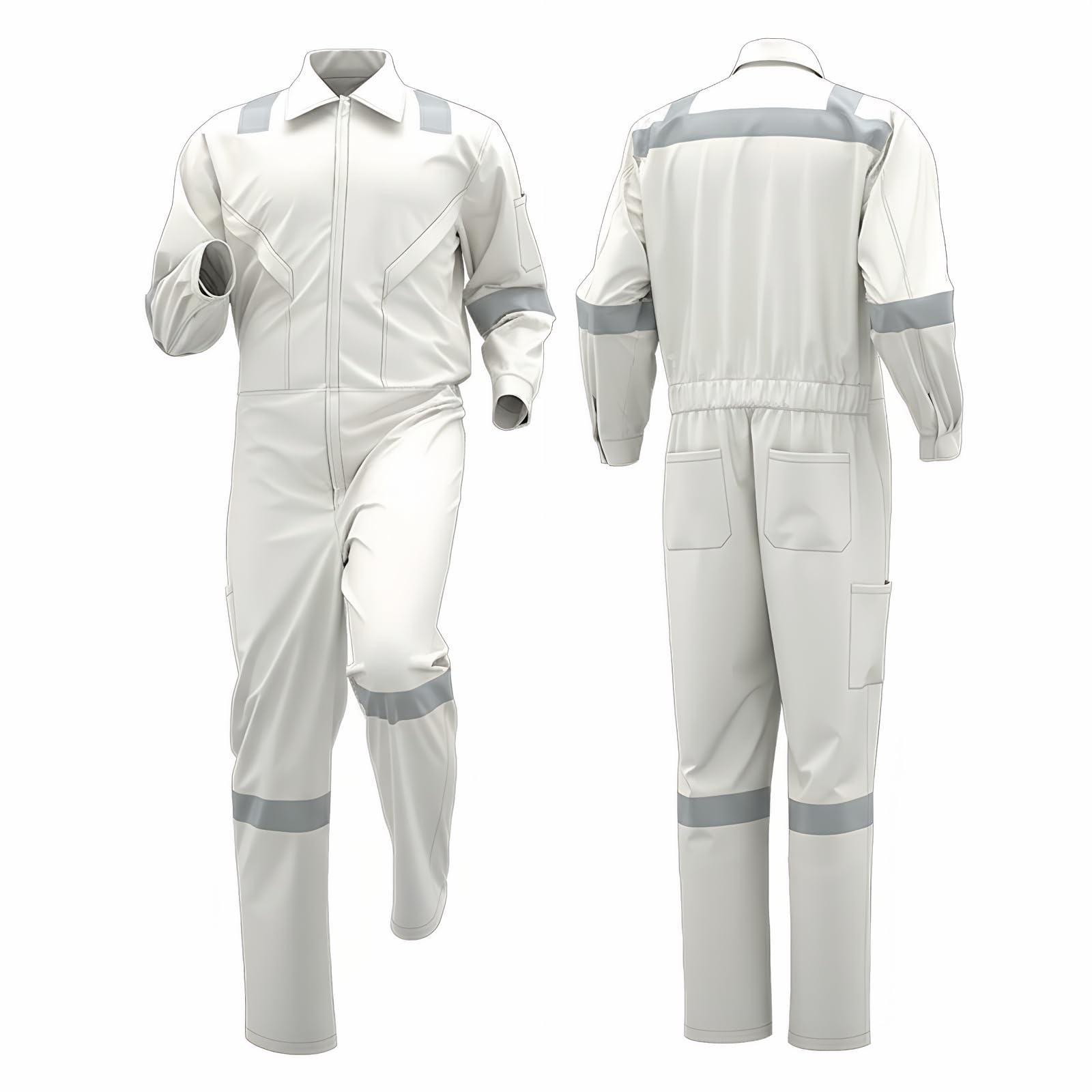 Maizoon Mono de Trabajo Manga Larga de Alta Visibilidad Algodón para Hombre con Cinta Reflectante Bolsillos Ropa de Trabajo para Mecánicos Carpinteros Taller