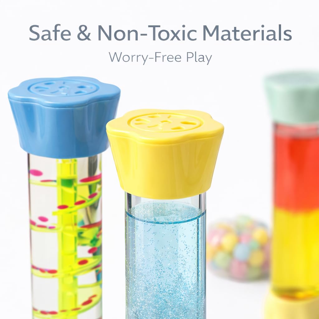 Sensory Tubes – Calm Down Corner Fidget Toys, Sensory Room & Speech Therapy Materials, Stress Relief Ball, Travel Toys, Quiet Sensory Bottles for Kids