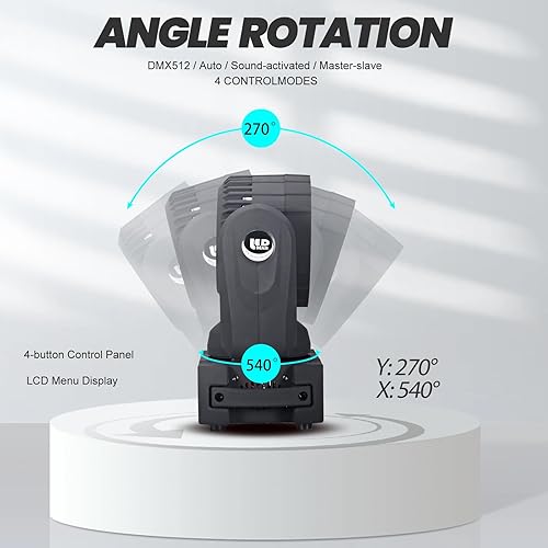 Miniatura 8 de Luz de cabeza móvil, lavado de haz de luz LED de 12 x 12 W, iluminación de escenario RGBW 4 en 1 profesional DMX 512, efecto estroboscópico, luces
