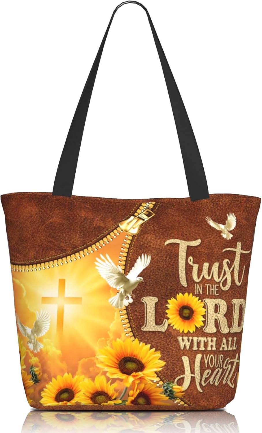 Tote Bag for Women with Zipper, Everyday Carry, Large Capacity Reusable Shopping Ba...