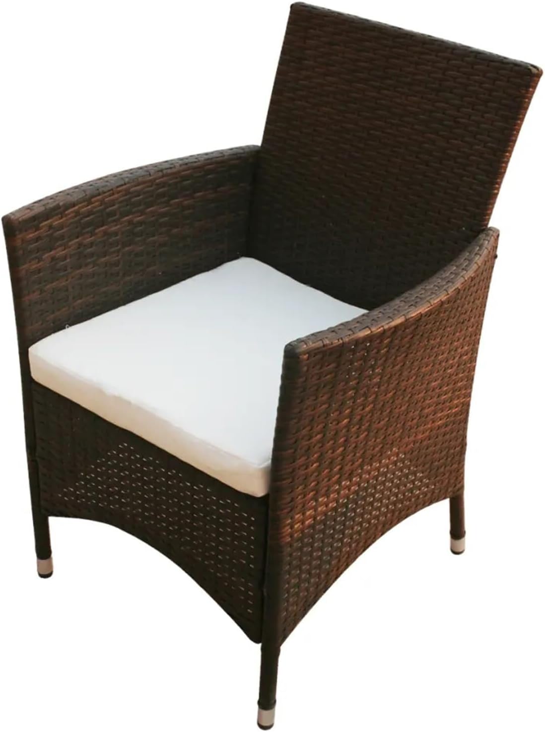 7-Piece Outdoor Wicker Dining Set, Rattan Patio Furniture with Cushions & Acacia Wood Tabletop, Black