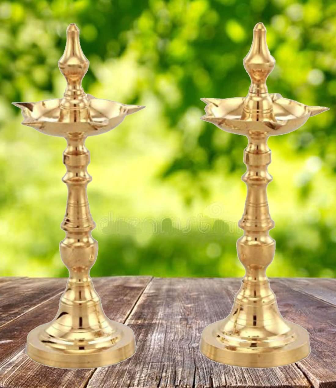 SOLINO Brass Kerala Oil/Ghee Diya,Deepak,Lamp Designer Long Diyas for Home/Office,Pooja Room,Pancharti kuthu vilakku or Annam vilakku,Diya for Puja,Decoration, Aarti,Diwali.Gold Color Pack of (2)