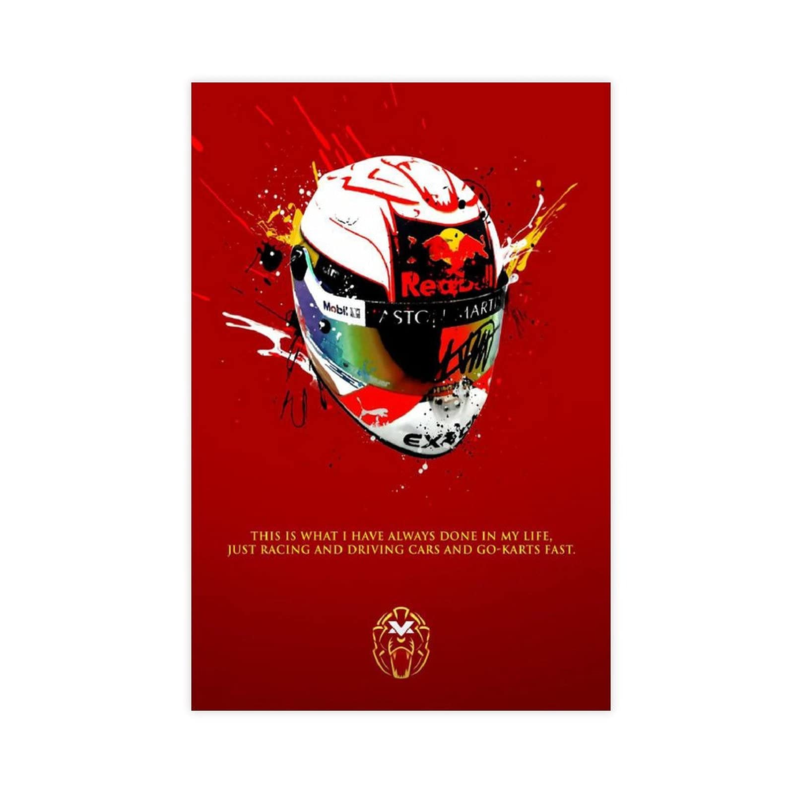 Max Verstappen Helmet Canvas Poster Wall Art Decor Print Picture Paintings for Living Room Bedroom Decoration Unframe:24×36inch(60×90cm)