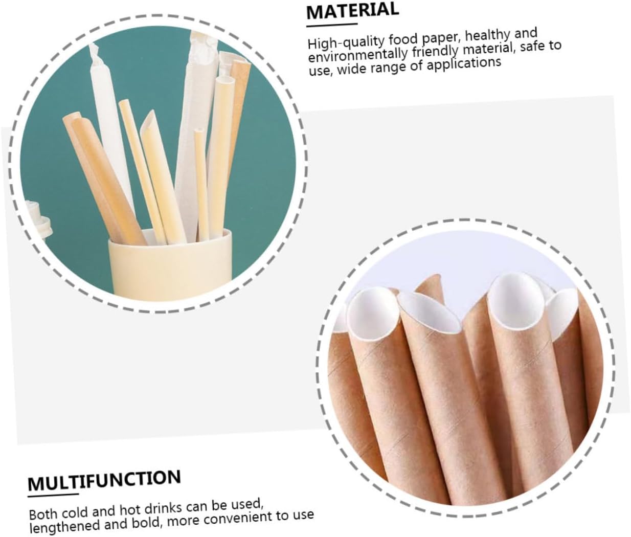 Angoily 100 Pack Disposable Paper Straws for Milk Tea, 12x200mm Kraft Paper Beverage Straws with Diagonal Cut, Individually Wrapped for Cold Drinks and Store Use
