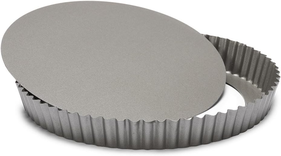 Patisse Carat Quiche Pan with Removable Bottom Heavy Duty Double Non-Stick Coating, Dark Grey Metallic -