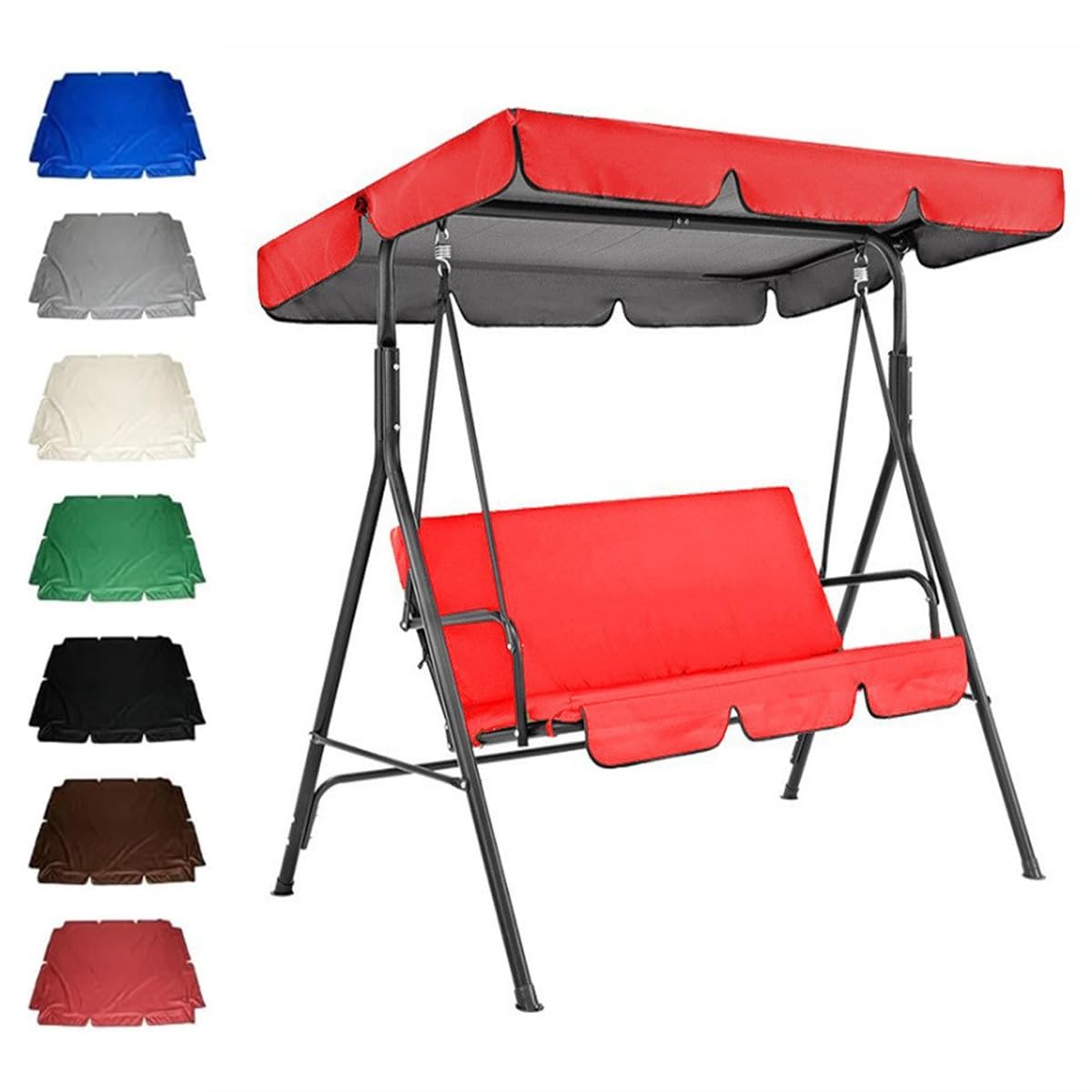 Outdoor Swing Canopy Replacement 2/3 Seater Universal Patio Swing Cover, Waterproof Patio Hammock Canopy Top Cover for Patio Garden(Red,190x132x15cm)
