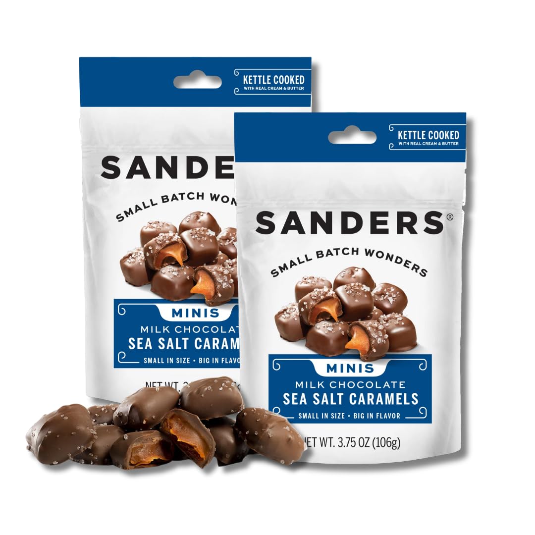 Sanders Sea Salt Caramel Mini Bites 3.75 oz. - Gift Pack of 2 By Lyza's Sweets & Treats (Milk Chocolate)