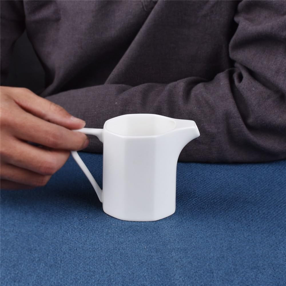 gravy boat set White Octagonal Milk Jug With Handle Hotel Restaurant Club Retro Sauce Jug Gravy Boat gravy boat with lid