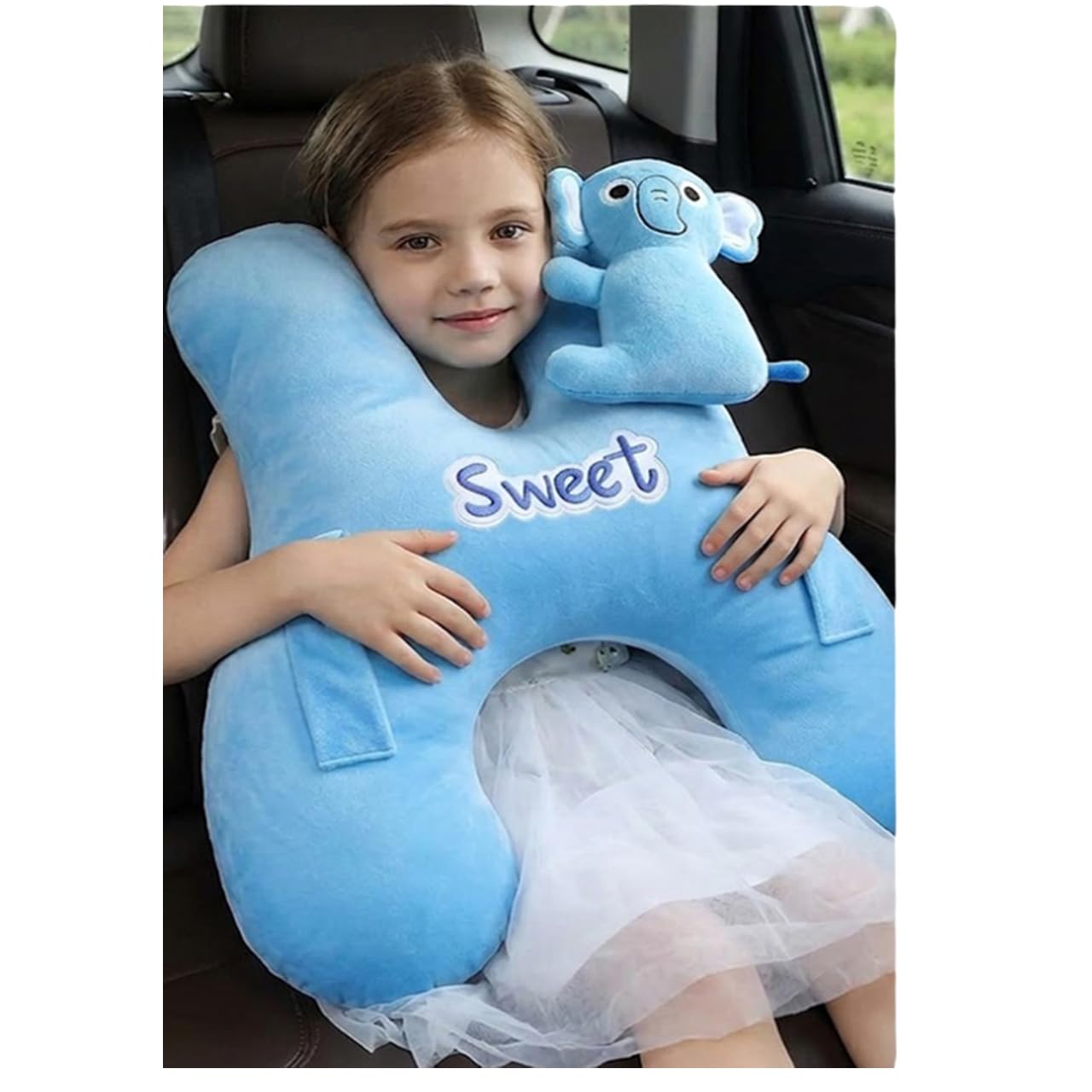 Devineresse Almohada de Viaje para Niños Almohada Coche niños | almohada coche niños Forma H con Apoyacabeza Lateral Desmontable Almohada para Dormir en Coche en Viajes Largos