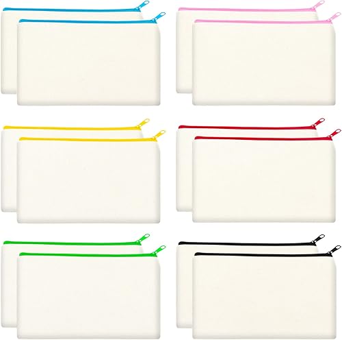Vista 40 de ZeeDix Bolsa de lona, bolsa de cosméticos multiusos con cremallera, bolsa de lona con cremallera para manualidades, bolsas de maquillaje en blanco